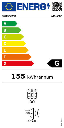Energieetikette des SWISSCAVE WIB-60DF