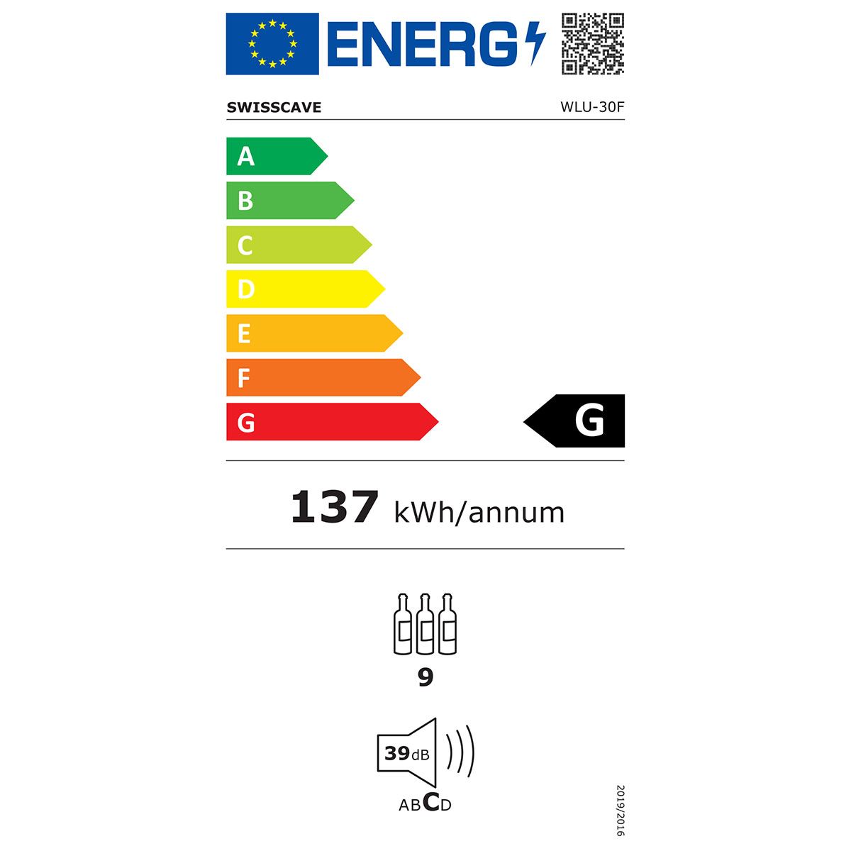 Energieetikette des SWISSCAVE WLU-30F