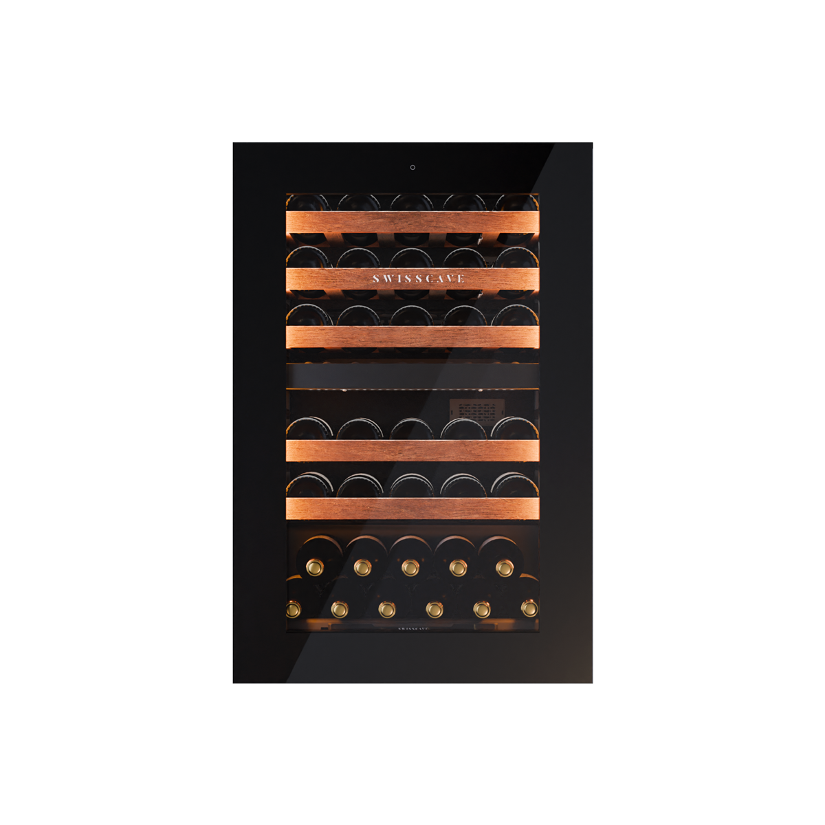 SWISSCAVE LUXURY KITCHEN EDITION WIB-88DFT Zwei-Zonen-Weintemperierschrank – Frontansicht