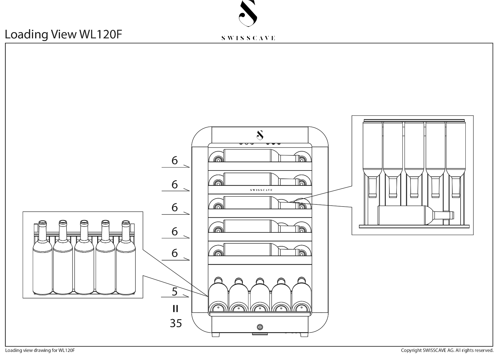 Classic cave à vin 1 zone WL120F, 83cm, 35 bouteilles